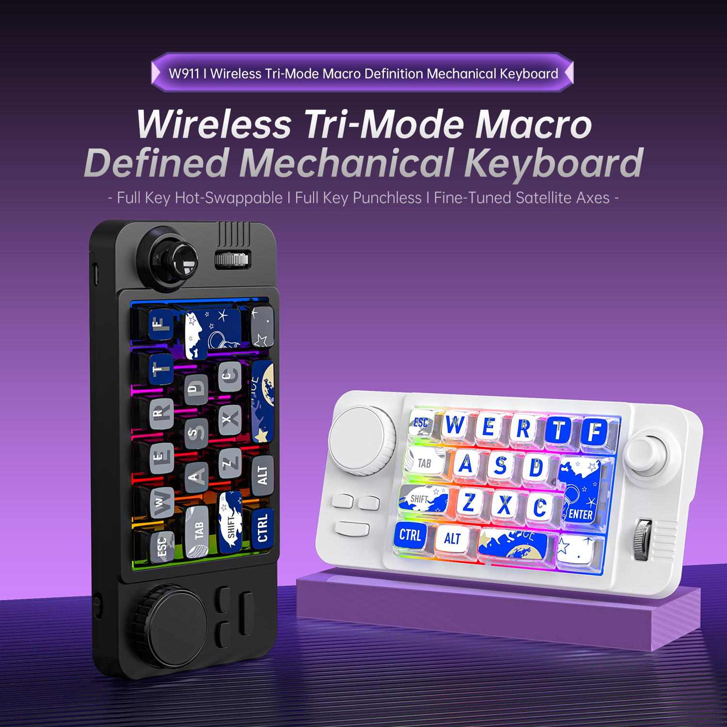 W911  Wireless macro defined mechanical keyboard